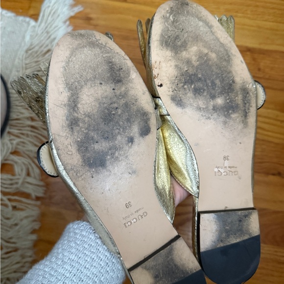 Gucci Marmont Gold Mules Size 8/EU 39 - Picture 2 of 3